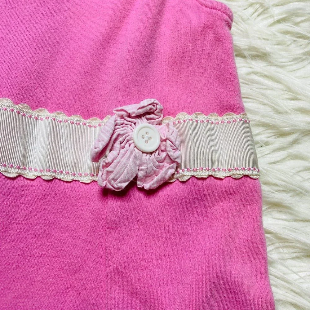 Hartstrings‎ Girls Knit A-Line Tank Dress Pink Ribboned Flower Waist Size 10